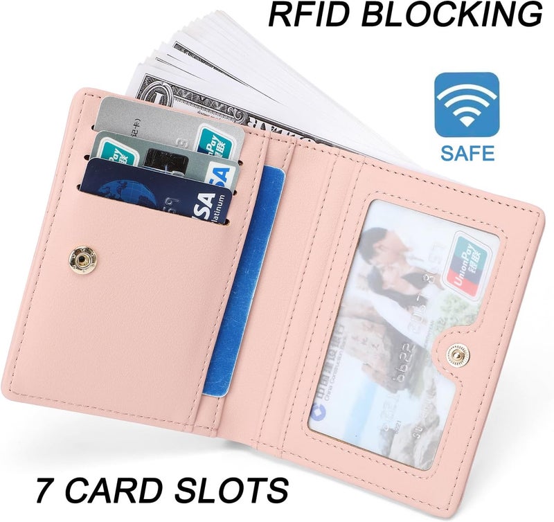 Altally Small Women Wallet RFID Blocking Bifold Pocket Wallet Slim Compact Ladies Purse Mini Wallets For Women (Pink) - Image 3
